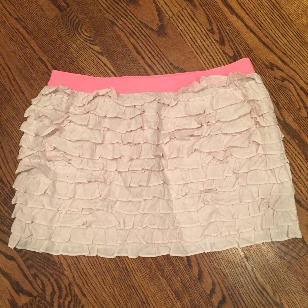 J. Crew Cream Ruffle Mini Skirt Sz XL